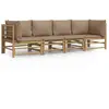 vidaXL Salon de jardin 4 pcs avec coussins taupe bambou