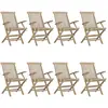 vidaXL Chaises de jardin pliantes 8 pcs gris 56x61x89 cm bois de teck