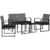 vidaXL Ensemble à manger de jardin coussins 5 pcs gris foncé rotin PP