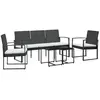 vidaXL Ensemble à manger de jardin avec coussins 5 pcs noir rotin PP
