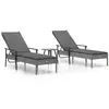 vidaXL Chaise longue avec coussin gris résine tressée