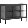 vidaXL Buffet noir 105x35x70 cm verre et acier