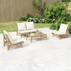vidaXL Salon de jardin 4 pcs avec coussins blanc crème bambou