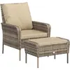 vidaXL Chaise de jardin avec tabouret marron clair résine tressée