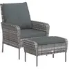 vidaXL Chaise de jardin avec tabouret gris résine tressée