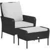 vidaXL Chaise de jardin avec tabouret noir résine tressée