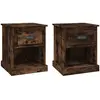 vidaXL Tables de chevet 2 pcs chêne fumé 39x39x47,5 cm bois ingénierie