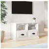 vidaXL Meuble TV blanc brillant 80x35x50 cm bois d'ingénierie