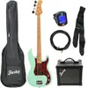 Fazley Sunset Series Piranha 4 Surf Green basgitaar starterset