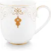 Pip Studio Kerstmok 325ml Wit met Gouden Krullen - Royal Winter White Mok 325ml - Christmas Royal