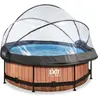 Piscine EXIT Wood ø244x76cm avec pompe filtrante et dôme - marron