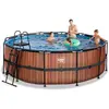 Piscine tubulaire EXIT Wood ø427x122cm avec pompe filtrante - Marron