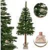Viking Choice Kunstkerstboom - 180 cm - met houten stam - sneeuw en dennenappels