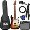 Fazley Sunset Series Dawn HSS 3-Color Sunburst elektrische gitaar star...