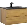 Meuble de salle de bain Angela 80 cm - lavabo noir - Chêne - Armoire