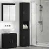 vidaXL Cabinet de salle de bain avec stockage Noir 37 x 31.5 x 203 cm