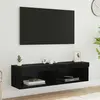 vidaXL Ensemble meuble TV avec LED Chêne noir Bois d'ingénierie