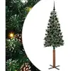 vidaXL Sapin de Noël mince avec 300 LED Vert et blanc 180 cm