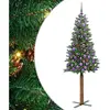 vidaXL Sapin de Noël mince Vert 180 cm PVC et bois de pin massif