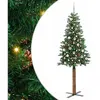 vidaXL Sapin de Noël mince Vert 210 cm PVC et bois de pin massif