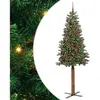 vidaXL Sapin de Noël mince Vert 180 cm PVC et bois de pin massif
