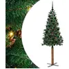 vidaXL Sapin de Noël mince Vert 180 cm PVC et bois de pin massif