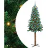 vidaXL Sapin de Noël mince Vert 210 cm PVC et bois de pin massif