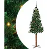 vidaXL Sapin de Noël mince Vert 150 cm PVC et bois de pin massif