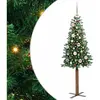 vidaXL Sapin de Noël mince Vert 150 cm PVC et bois de pin massif