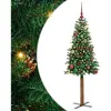 vidaXL Sapin de Noël mince Vert 150 cm PVC et bois de pin massif