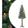 vidaXL Sapin de Noël mince avec 150 LED Vert et blanc 150 cm