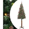 vidaXL Sapin de Noël mince avec 300 LED Vert et blanc 180 cm