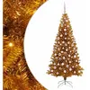 vidaXL Sapin de Noël avec 300 LED avec support Doré 180 cm PET