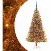 vidaXL Sapin de Noël avec 150 LED avec support Doré 150 cm PET