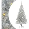 vidaXL Sapin de Noël avec 150 LED avec support Argent 150 cm PET