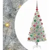 vidaXL Sapin de Noël avec 150 LED avec support Argent 120 cm PET