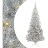 vidaXL Sapin de Noël avec 300 LED avec support Argent 210 cm PET