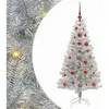 vidaXL Sapin de Noël avec 150 LED avec support Argent 120 cm PET