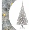 vidaXL Sapin de Noël avec 150 LED avec support Argent 120 cm PET