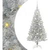 vidaXL Sapin de Noël avec 150 LED avec support Argent 120 cm PET