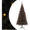 vidaXL Sapin de Noël avec 300 LED avec support Noir 180 cm PVC