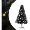 vidaXL Sapin de Noël avec 150 LED avec support Noir 150 cm PVC