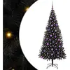vidaXL Sapin de Noël avec 300 LED avec support Noir 180 cm PVC