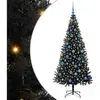 vidaXL Sapin de Noël avec 300 LED avec support Noir 180 cm PVC