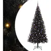 vidaXL Sapin de Noël avec 300 LED avec support Noir 210 cm PVC