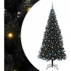 vidaXL Sapin de Noël avec 300 LED avec support Noir 210 cm PVC
