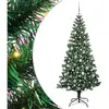vidaXL Sapin de Noël artificiel pré-éclairé Vert 210 cm PVC et métal