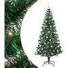 vidaXL Sapin de Noël artificiel pré-éclairé Vert 210 cm PVC et métal