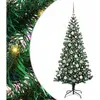 vidaXL Sapin de Noël artificiel pré-éclairé Vert 180 cm PVC et métal