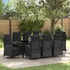 vidaXL Ensemble de salle à manger pour jardin 9 pcs Noir polyrotin